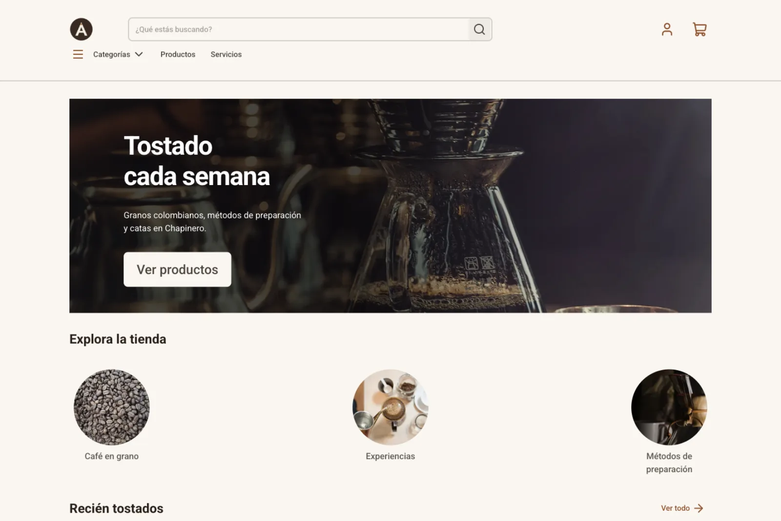 Portada de una Tienda Zoren de ejemplo, con su logo y sus colores